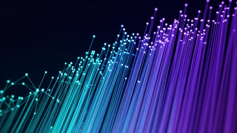 Abstract visualization of high-speed data flow representing 400G and 800G technological trends.