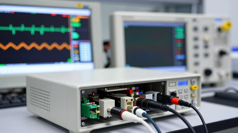 Optical module undergoing thermal and performance testing in a laboratory environment.