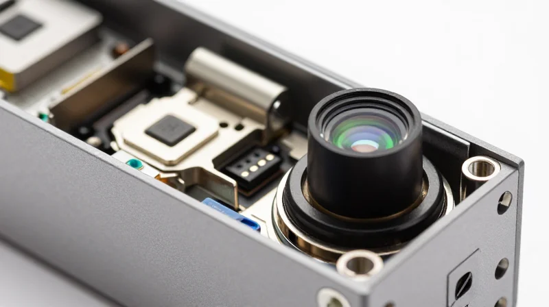 Macro shot of the internal hardware components of a high-speed optical transceiver showing TOSA and ROSA assemblies.