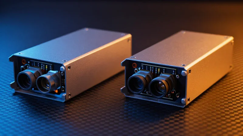 Two high-performance optical transceivers shown side-by-side for performance benchmarking.