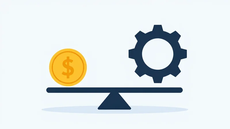 Conceptual illustration of a scale balancing financial cost against operational reliability.