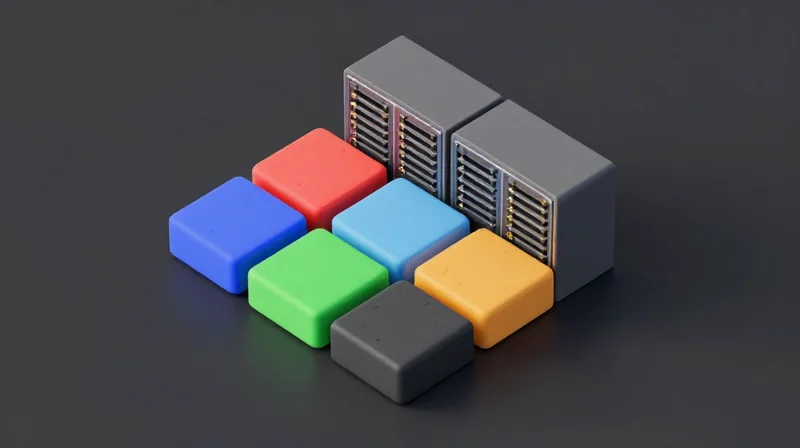 Isometric 3D model of modular network components showing seamless integration.