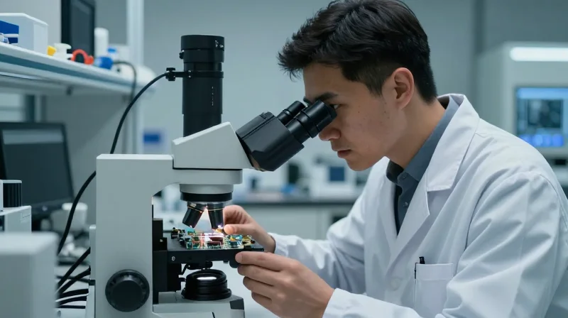 Evaluating Technical Expertise: Beyond the Datasheet An engineer examining a high-tech transceiver module in a professional laboratory environment.