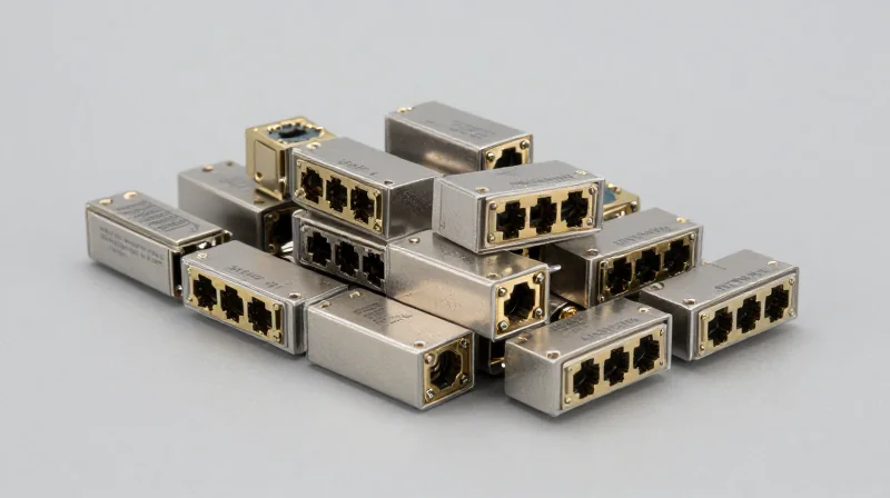 Maximizing ROI through Wholesale and Bulk Procurement A group of metallic SFP+ optical transceiver modules arranged neatly on a clean surface.