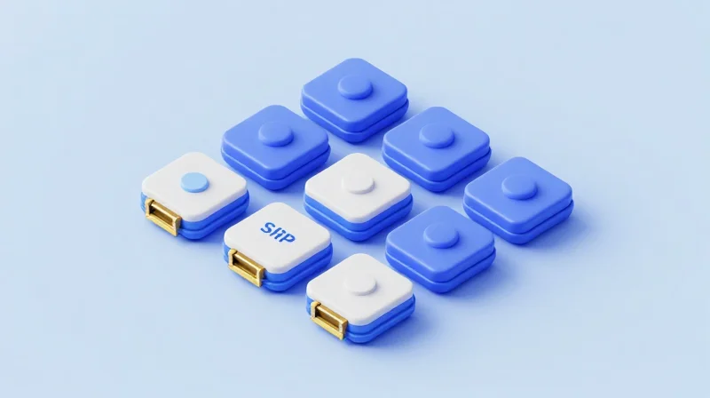 3D isometric illustration of different network transceiver form factors including SFP and QSFP.