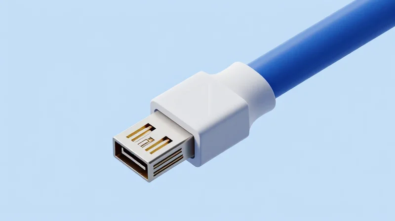 Isometric 3D model of high-speed network cable connectors showing internal layers.