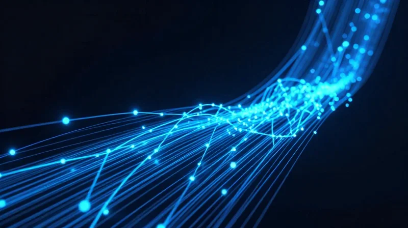 Abstract digital visualization of high-speed data streams representing ultra-low latency.