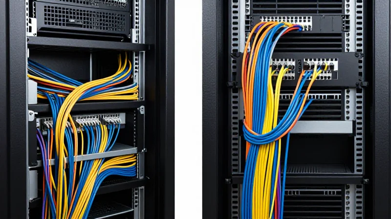 A side-by-side comparison of two rack configurations, one efficient and one inefficient.