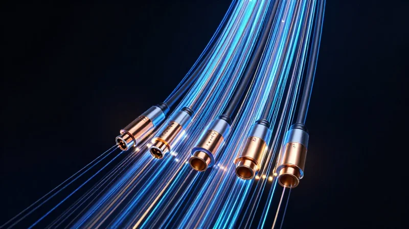 Abstract digital streams and flowing light representing the technological shift in data center connectivity.