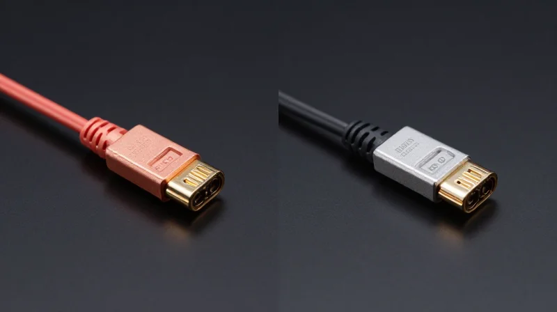 Side-by-side visual comparison of a thick copper DAC cable and a slim optical AOC cable.