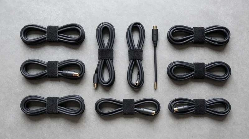 A collection of neatly arranged custom-length cables representing the solution to cable clutter.