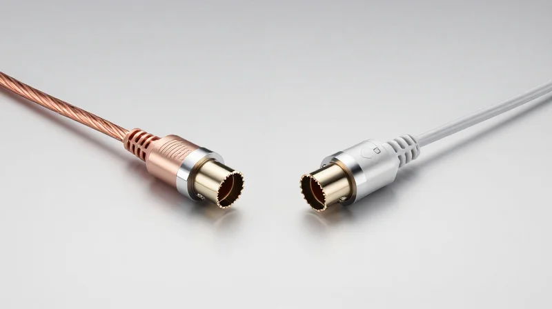 DAC vs. AOC: Selecting the Right Media for Your Environment A side-by-side comparison of a copper Direct Attach Cable and an optical Active Optical Cable on a professional dark background.