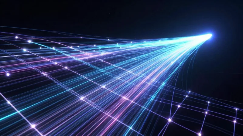 Future-Proofing Your Data Center for 400G and Beyond Conceptual image of futuristic 400G and 800G networking speeds represented by high-speed light trails.