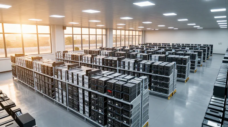 A large automated logistics warehouse representing global supply chain resilience for electronic components.