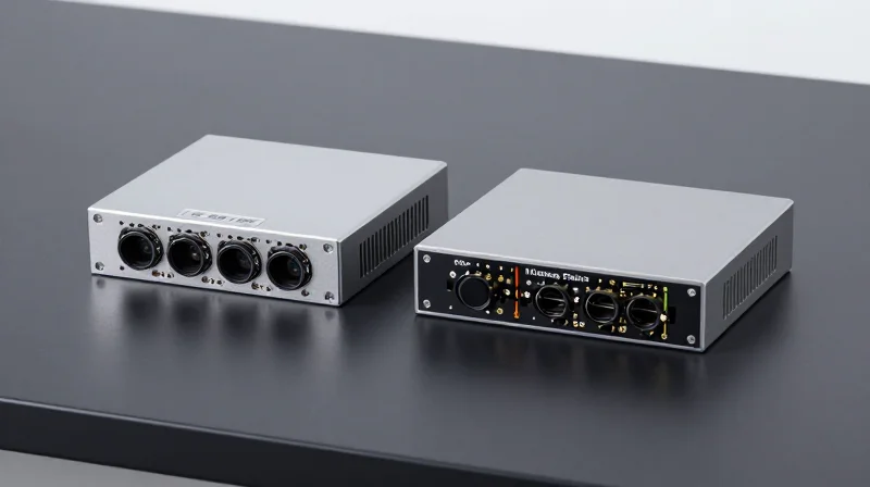 Side-by-side comparison of high-speed optical transceivers representing 100G and 400G standards