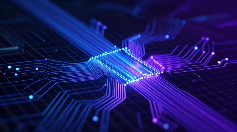 Abstract visualization of glowing digital data nodes and fiber optic streams representing network protocols.
