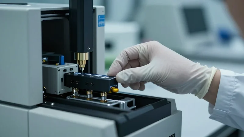 The Ubytelink Standard: Reliability by Design Close-up of optical hardware being tested in a professional laboratory environment.