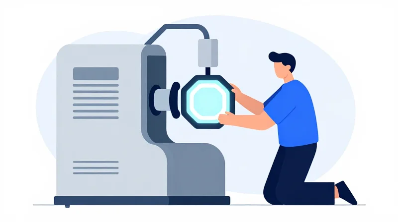 Maximizing Flexibility with OEM and ODM Options Flat vector illustration of a person fitting a specialized gear piece into a complex system, representing OEM flexibility.