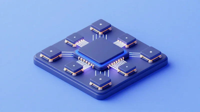 Defining Co-Packaged Optics (CPO) Isometric 3D view of a co-packaged optics substrate with central chip and optical engines
