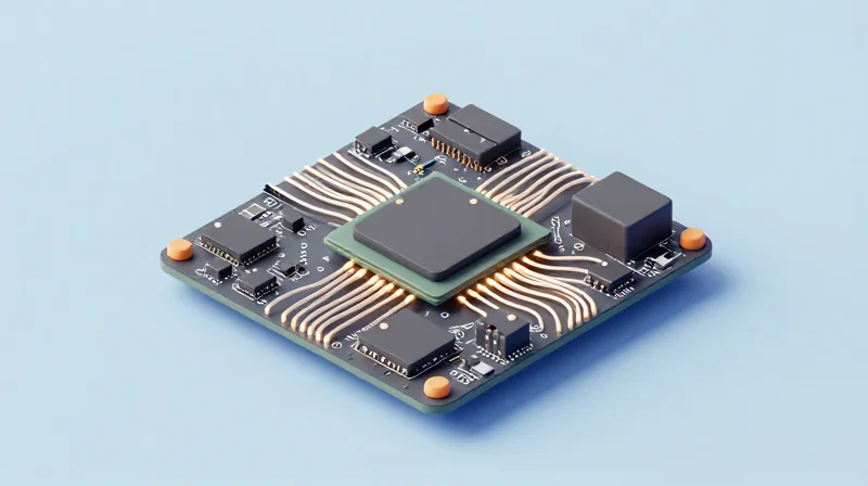 Isometric 3D illustration showing the physical layout of co-packaged optics on a motherboard
