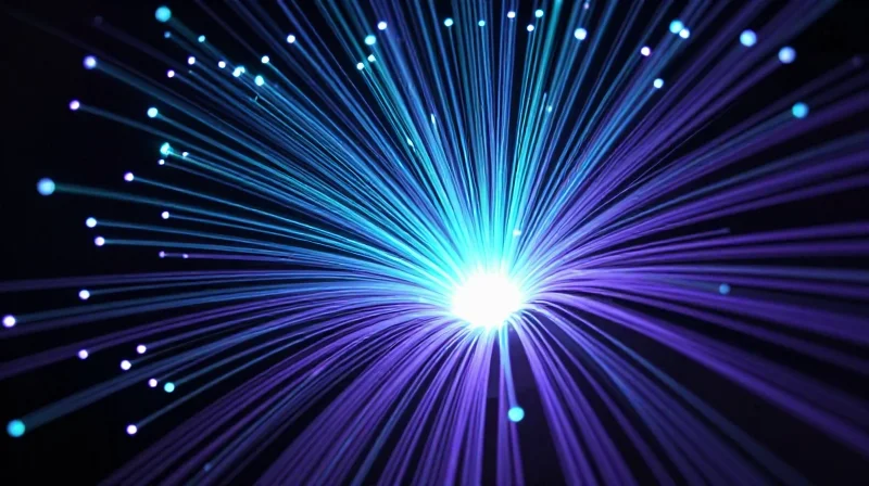 Abstract visualization of high-speed data flow representing low latency in AI processing
