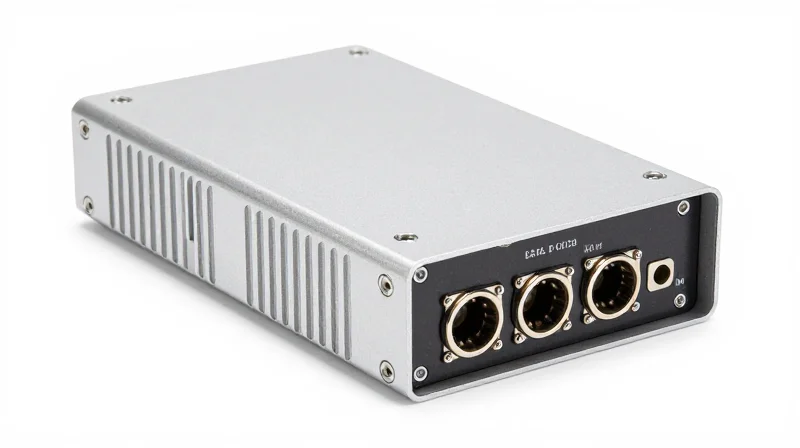 Professional product shot of an external laser source module