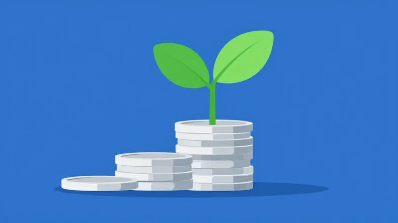 Minimalist illustration of a green leaf growing out of a stack of coins, representing the ROI of green infrastructure.