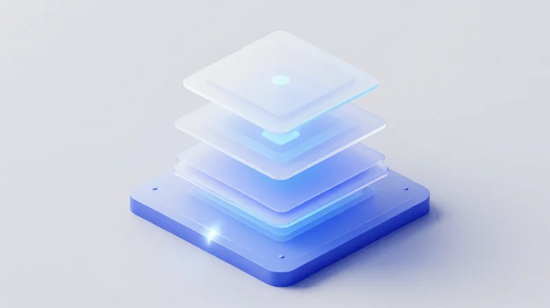 Understanding the Hierarchy of Network Security Standards Isometric 3D representation of layered security architecture with light paths connecting different tiers.