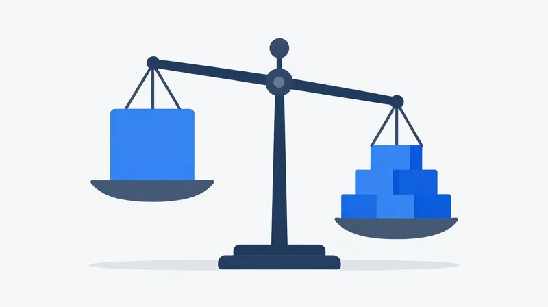 Total Cost of Ownership (TCO) Breakdown Minimalist vector illustration of a scale balancing hardware investment with operational savings.