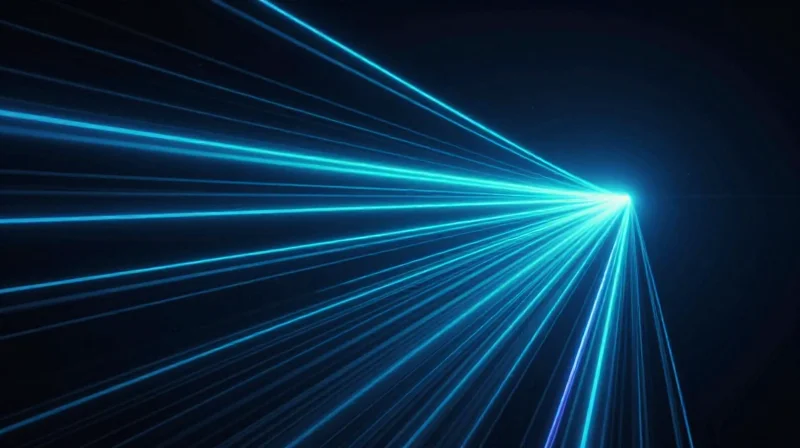 A visual representation of high-speed data transmission with minimal delay and fast-moving light streaks.