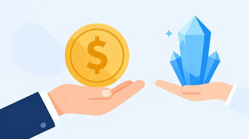 A flat vector illustration representing the balance between initial capital expenditure and long-term operational value.