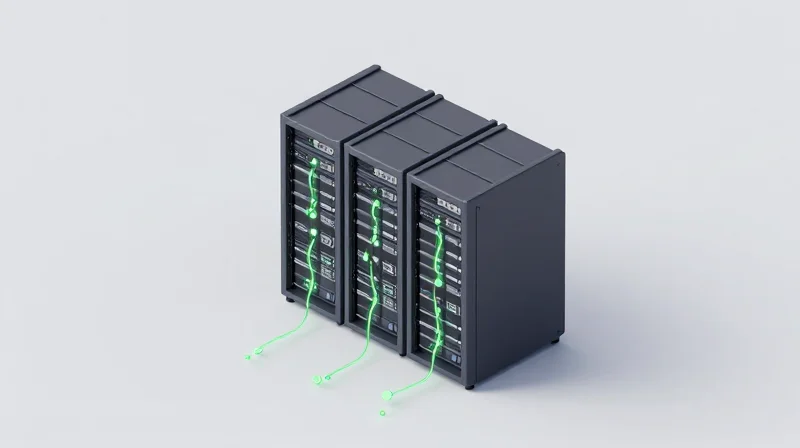Quantifying Direct ROI: Energy Efficiency and Power Density Isometric 3D model of a data center server rack with glowing green energy-efficient indicators.