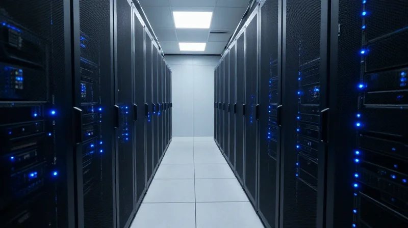 Maximizing Density: Saving Data Center Real Estate Modern high-density data center server racks in a clean environment.