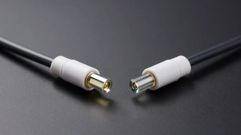 Side-by-side comparison of two high-detail fiber optic cable cross-sections, one with a narrow core and one with a wide core.