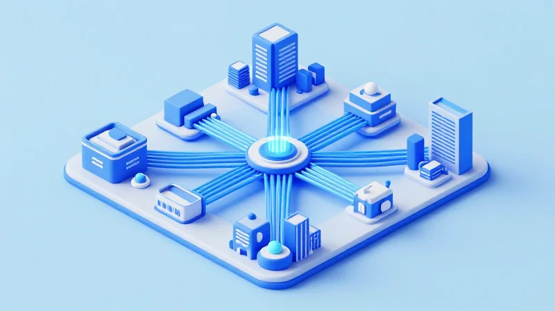 The Foundation of Urban Intelligence: Defining the Fiber Backbone Isometric 3D illustration of a smart city's fiber optic network infrastructure.