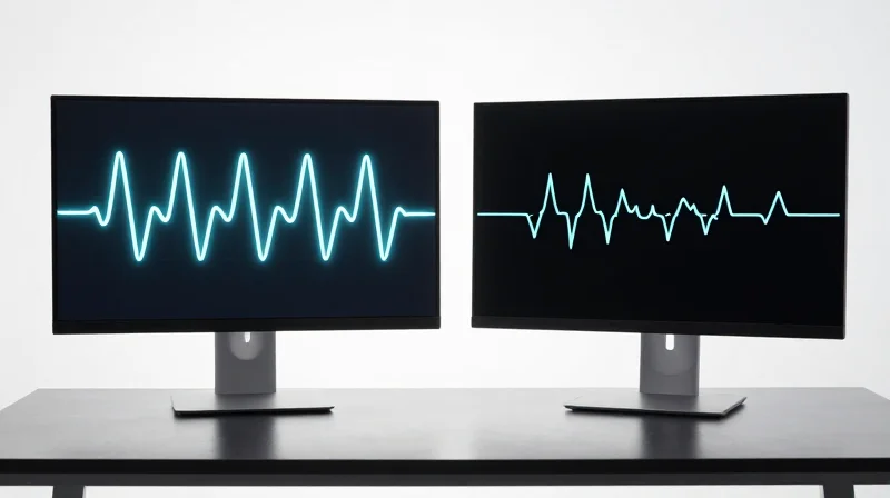 Latency Benchmarks: Real-Time Patient Monitoring vs. Standard Throughput Side-by-side comparison of two medical monitoring screens showing real-time versus delayed data flow.