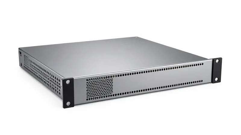 A sleek, industrial-grade healthcare network stability module hardware unit.