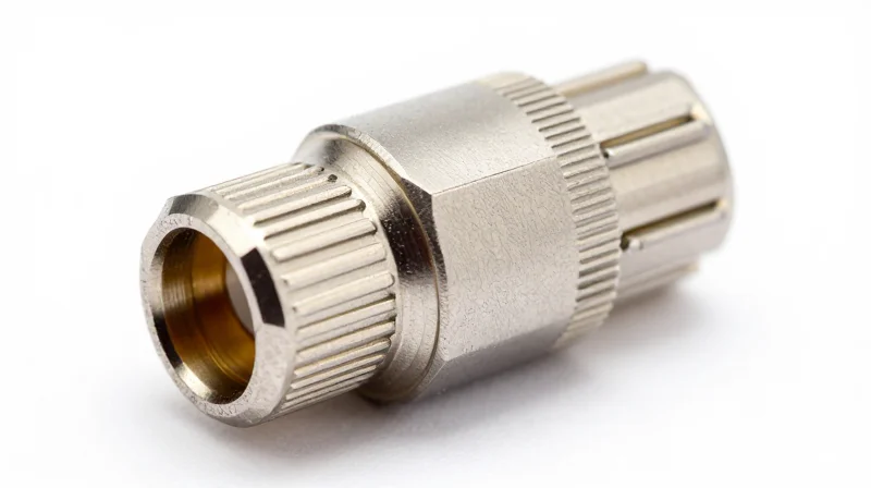 Macro shot of a high-strength alloy connector housing with specialized plating.