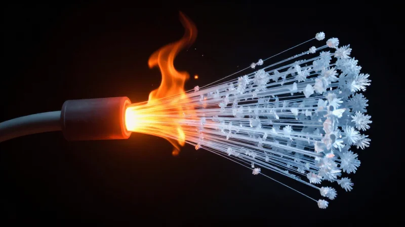 Abstract artistic representation of a cable enduring extreme heat and freezing temperatures.