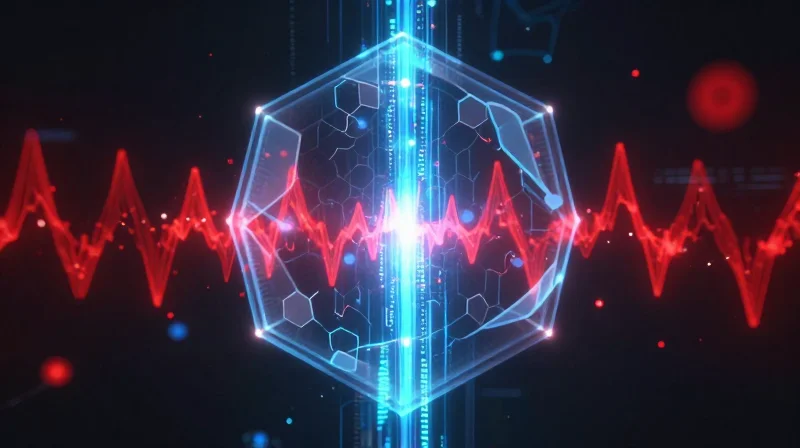 Abstract visualization of a protective blue energy shield around a data stream.