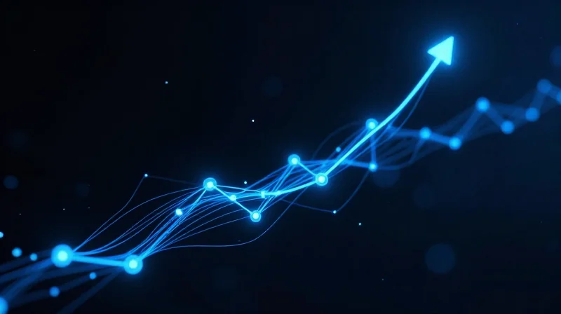 Abstract visualization of a secure data stream with glowing nodes and fiber optic lines